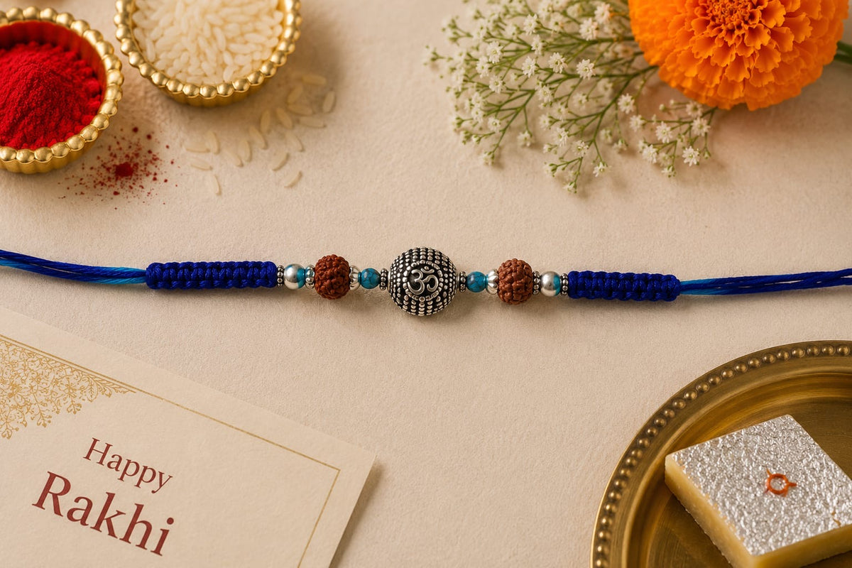 Om Rudraksh - Blue Thread