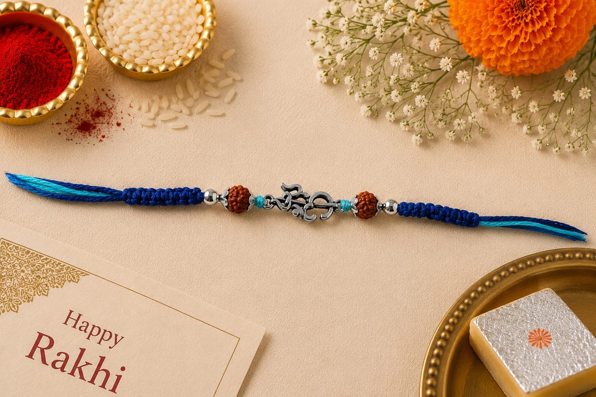 Om Trishul - Blue Thread