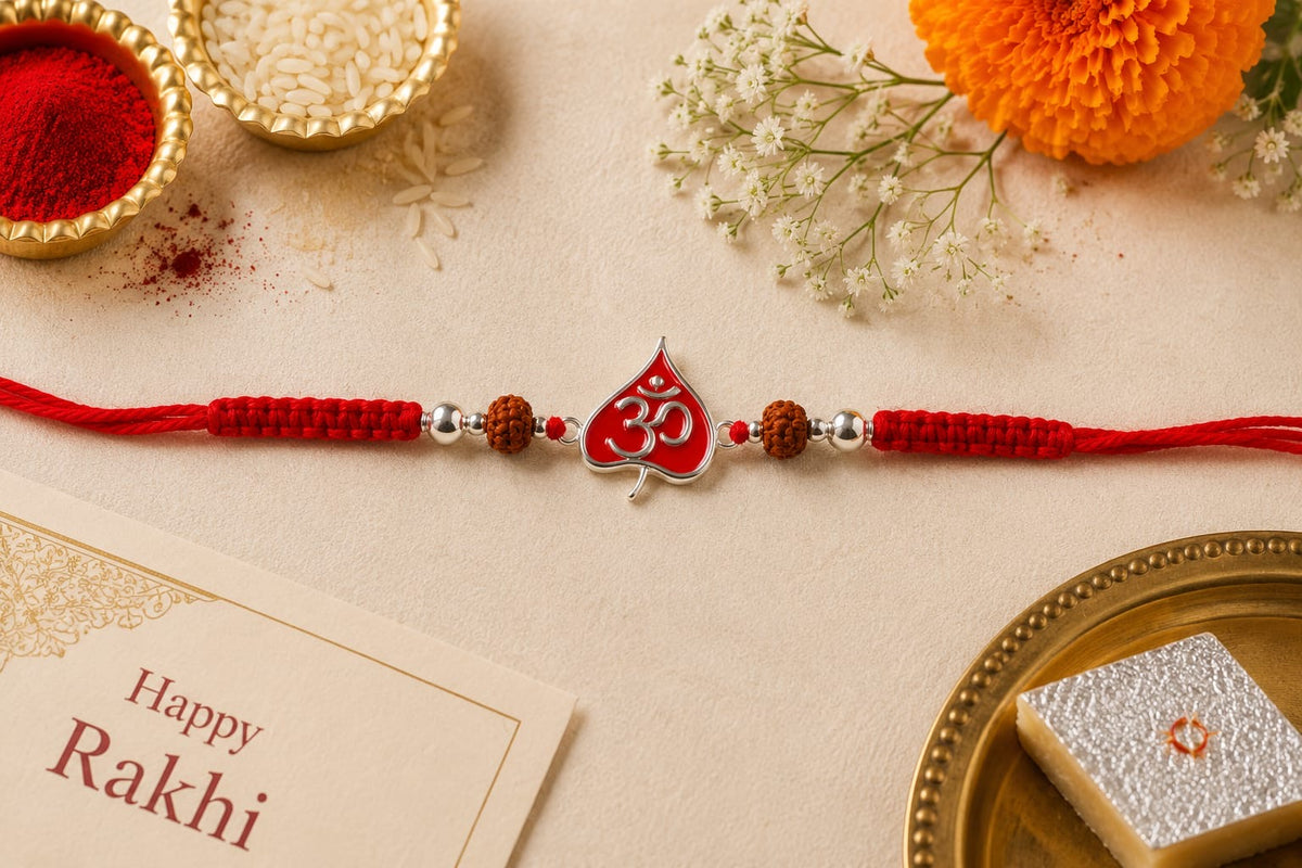 Om Leaf - Red Thread