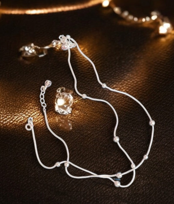 Braid & Bead Anklet Pair